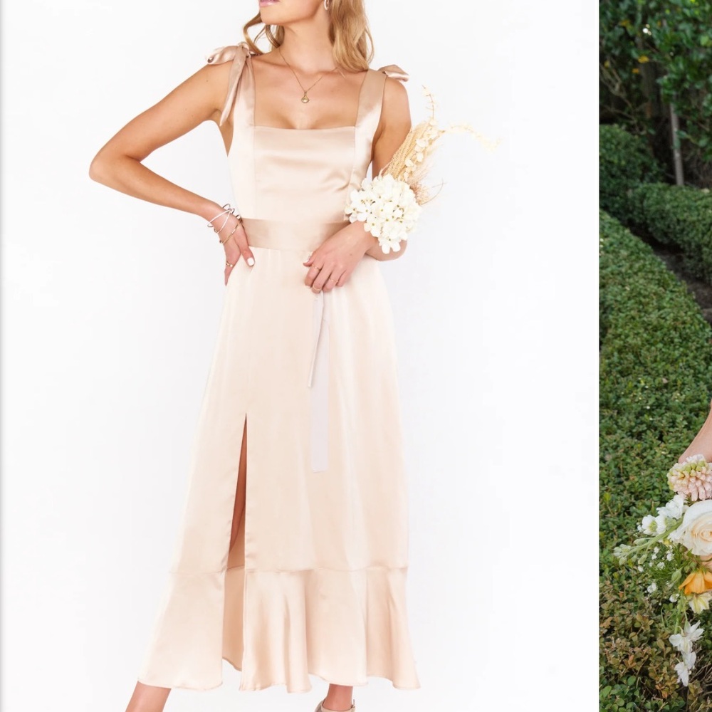 Show me your mumu Claire midi dress in champagne